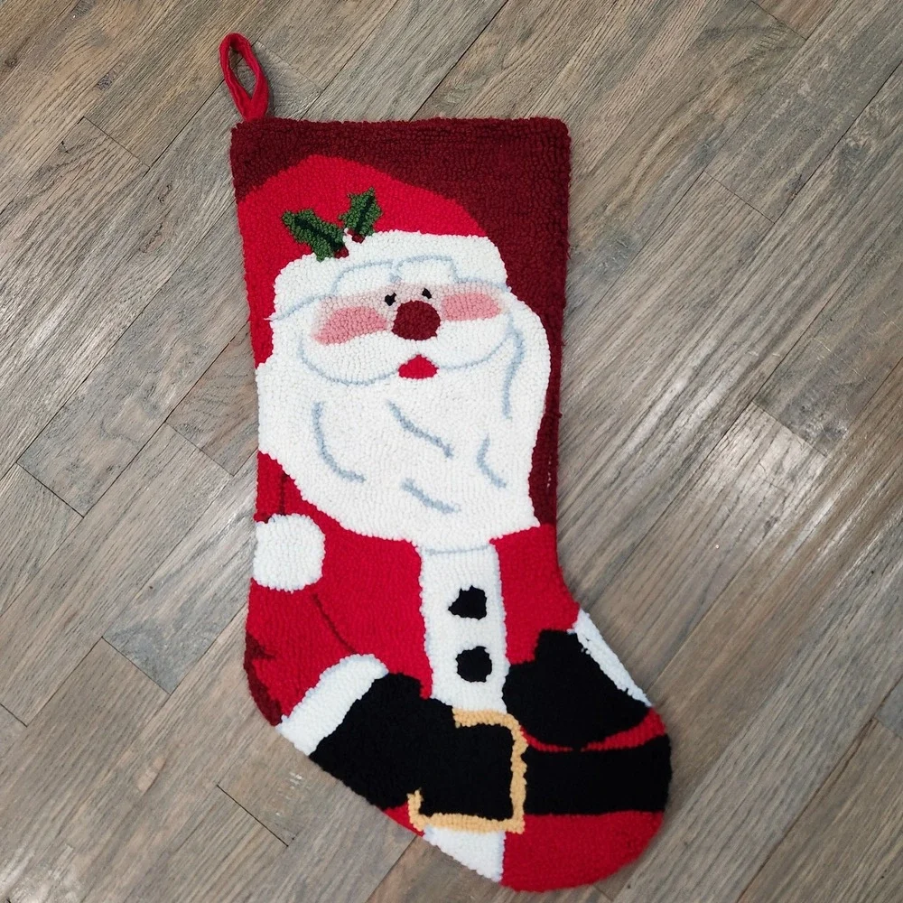 Wool Latch Hook Full‎ Size Christmas Stocking St Nicholas Jolly Santa Claus